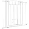 30"-41" Extra Wide Walk Through Dog Gate w/ Cat Door, 3-Inch & 5.5-Inch Extension Kits, 37" High