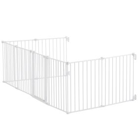 Baby Gate 192 Inch Extra Wide 28 Inch High 8-Panel Foldable Dog Gate White