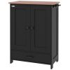 Pet Food Storage Container Dog Feeding Station w/ Adjustable Panel, Hooks, for Medium Sized Dogs, Black