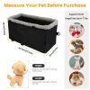 Small Dog Car Seat with Harness Center Console Pet Booster Seat Travel Car Seat with Side Pocket Cotton Velvet Cushion for Dogs Cats Up to 9LBS