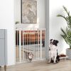 30"-41" Extra Wide Walk Through Dog Gate w/ Cat Door, 3-Inch & 5.5-Inch Extension Kits, 30" High
